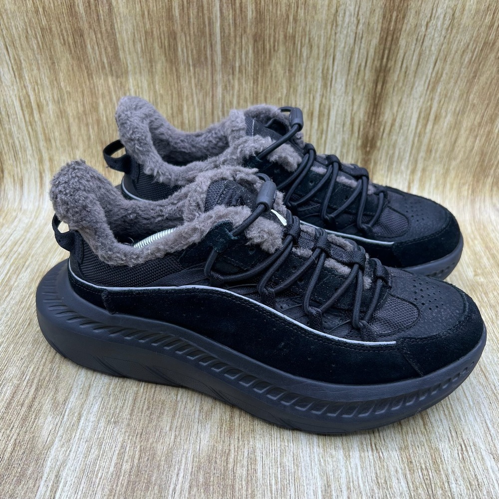 UGG CA805 V2 Heritage Sneakers Men's Size 8 Black Suede Faux Fur‎ Lined 1145350